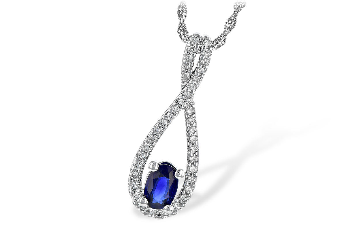 14KW 0.52ct Oval Blue Sapphire & 0.24ctTW Diamond Infinity Necklace H/SI3 Length:18in Gram Weight:4.5g