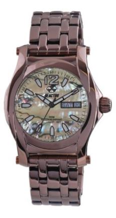 Lady's Curie Watch with Zebra abalone dial with coffee-plated stainleSS case & bracelet