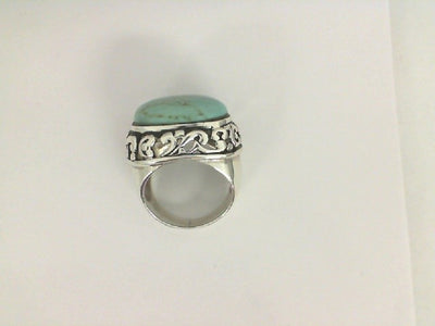 Sterling Silver Oval Blue Turquoise Ring
