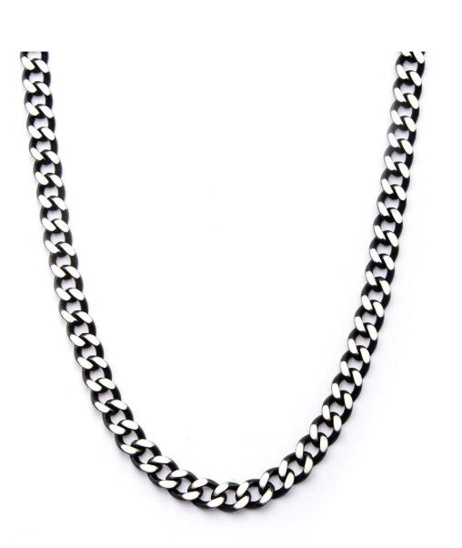Black IP Diamond Cut Chain Necklace