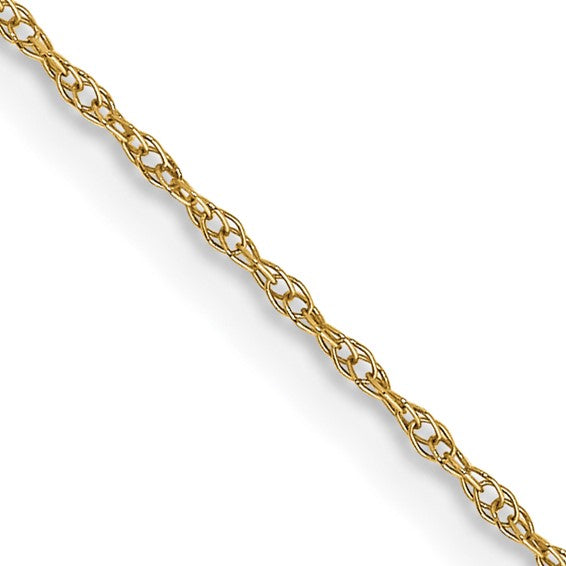 14K Yellow Gold Children's Carded 0.6mm Cable Rope Chain with Spring Ring Clasp