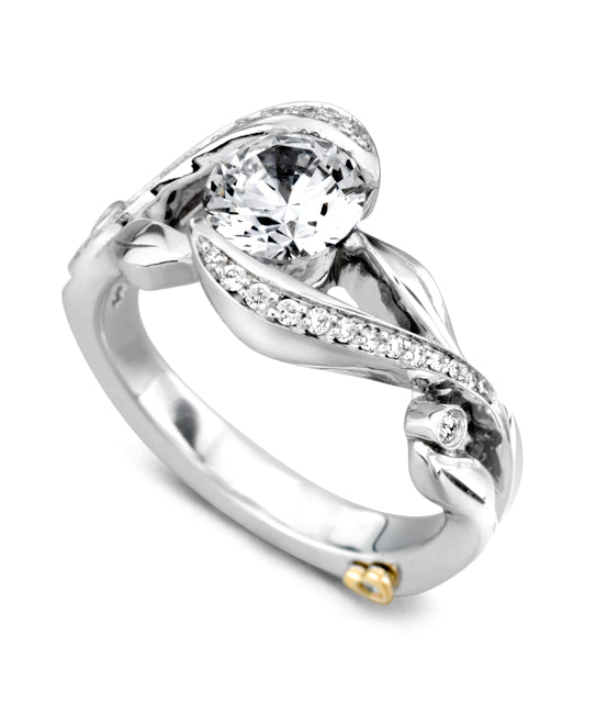 14K White Gold "Zeal" 0.11ctTW Diamond Semi-Mount with CZ center