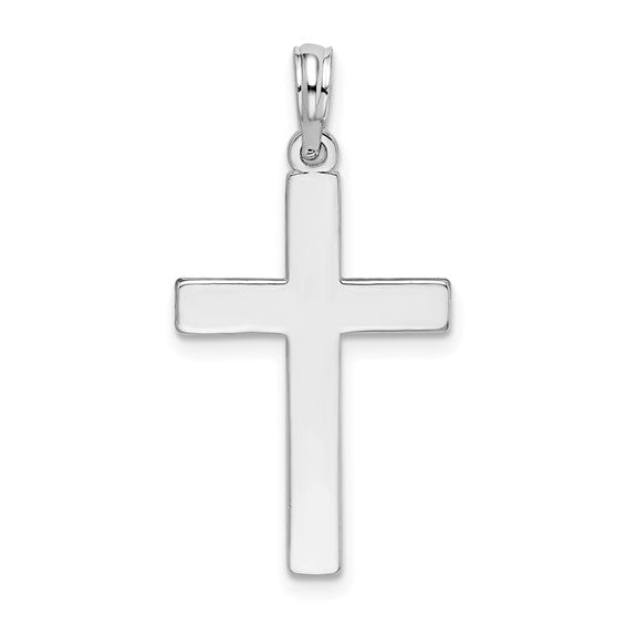 De-Ani Sterling Silver Rhodium-plated Polished Flat Latin Cross Pendant
