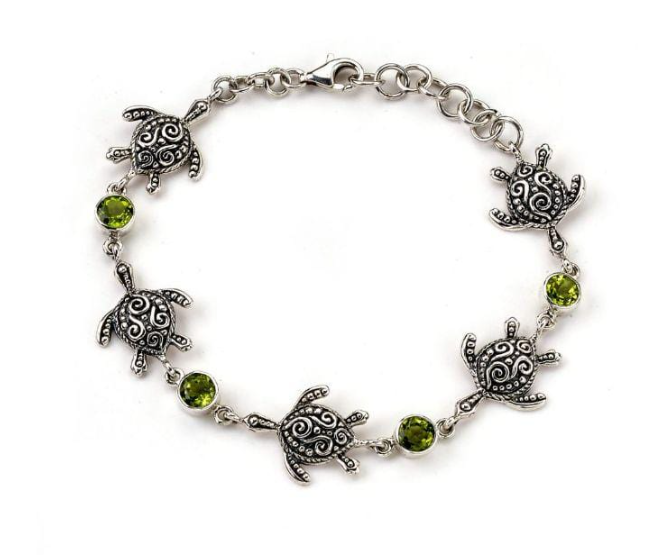 SS "Sea Turtle Strand Bracelet" with Peridot