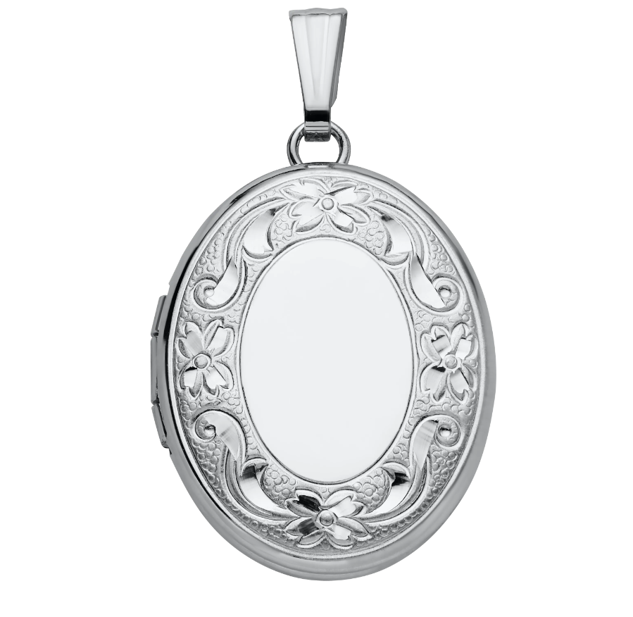 SS Oval Filigree Signet Locket with Rolo Chain (18 inches)