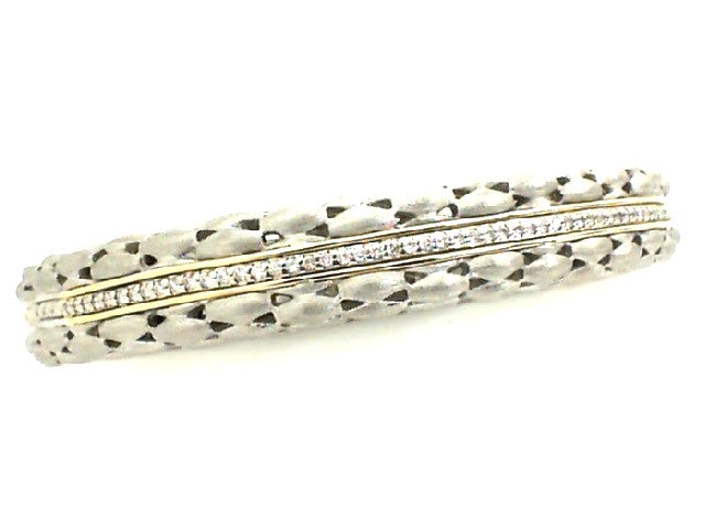 SS & 14KY Diamond Cuff Bracelet