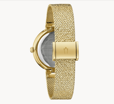 Lady's Gold-Tone Bulova "Crystal" with Champagne Dial and Crystal Bezel