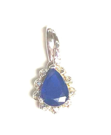 14KW Pear Sapphire & Diamond pendant