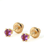 14KY Rhodolite Garnet Children's Screw Back Earrings