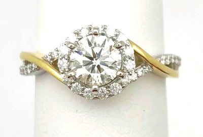 14K White and Yellow Gold Diamond Engagement Ring