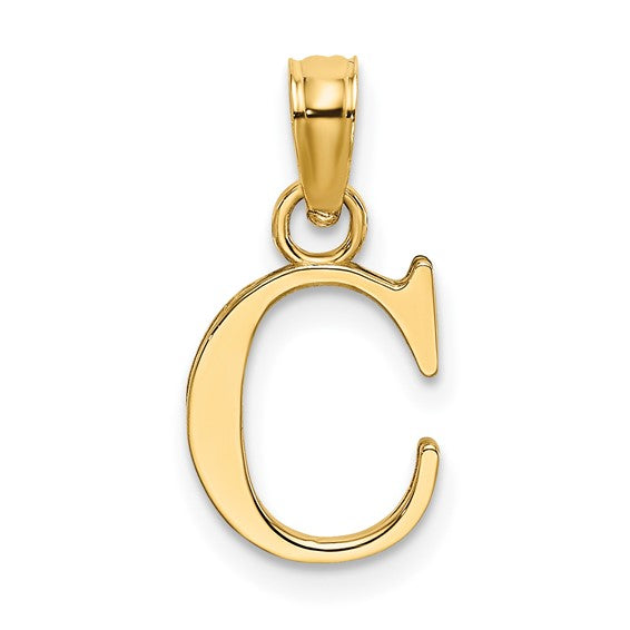 14KY Polished Block Letter C Initial Pendant