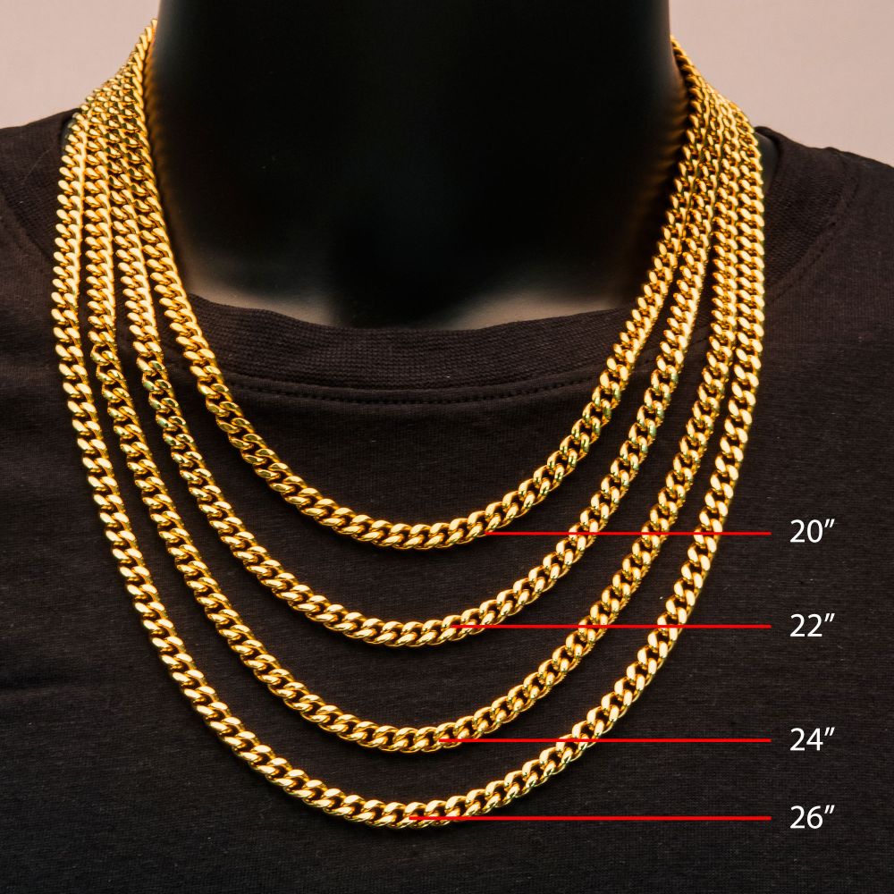 18K IP Stainless Steel 6mm Miami Cuban Chain Chain (26 inch)