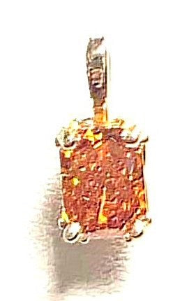 14KY Solitaire Radiant-Cut Tangerine Diamond Pendant 0.80ct