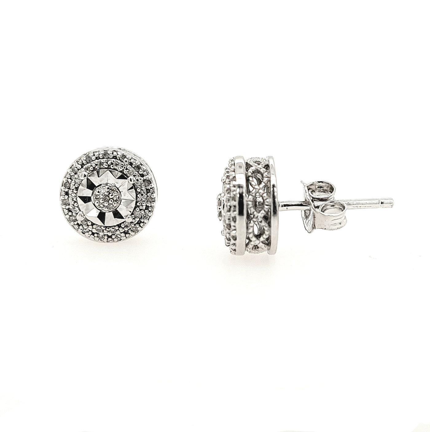 SS Round Cluster Stud Earrings