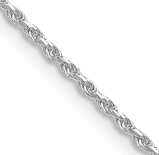 Sterling Silver Rhodium-plated 24inch 1.5mm Diamond-cut Rope Chain