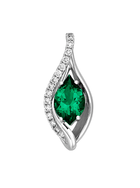 14KW Flame Cut Emerald Pendant
