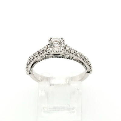 14K White Gold 0.66ctTW H/SI Round Diamond Engagement Ring Size:7