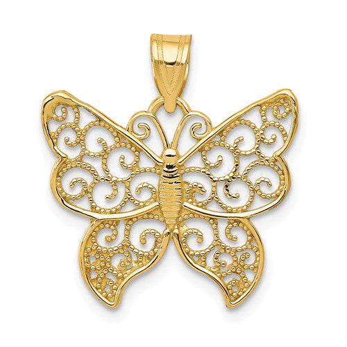 14KY Filigree Butterfly Pendant