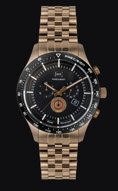Gent's Coyote-Tone StainleSS Steel Glock Watch with Black Dial