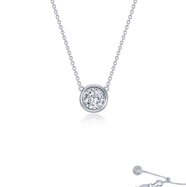 Lafonn Sterling Silver 0.50ct Bezel-set Solitaire Necklace (16 inch)