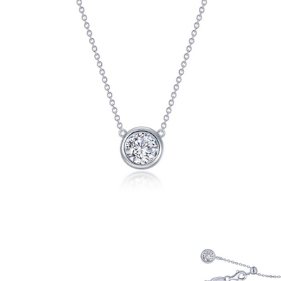 Lafonn Sterling Silver 0.50ct Bezel-set Solitaire Necklace (16 inch)