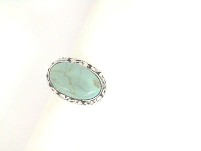Sterling Silver Oval Blue Turquoise Ring