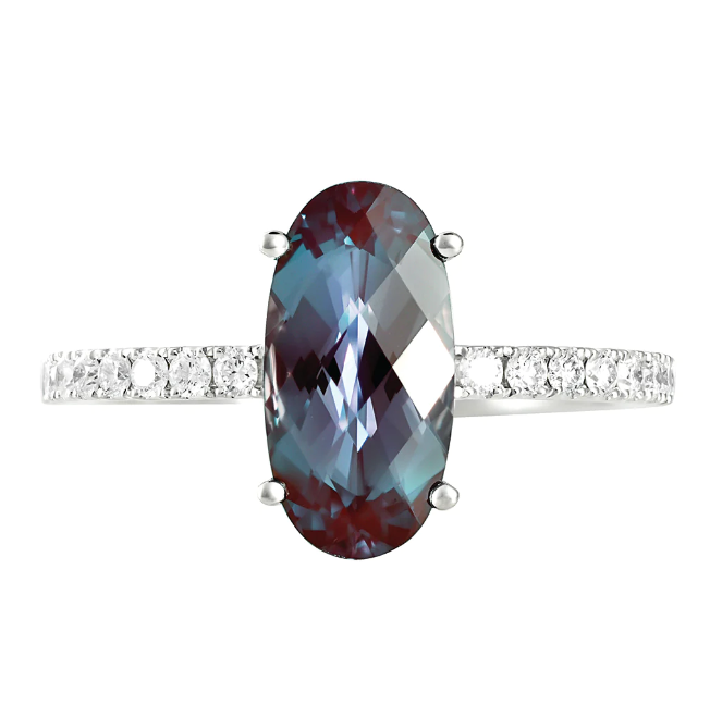 14KW Oval Alexandrite and Diamond Ring