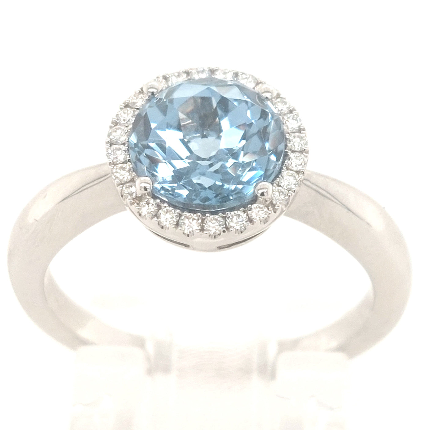 14K White Gold Chatham Aqua Spinel Ring