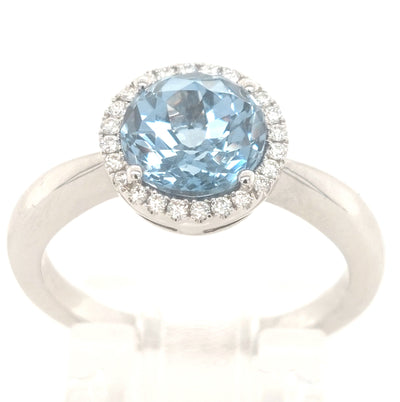 14K White Gold Chatham Aqua Spinel Ring
