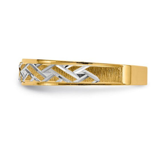 14K Two-Tone Gold Ladies Diamond Wedding Band (Size 6)