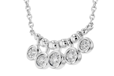 14K White Gold Beaded Diamond Dangle Necklace (18 inches)