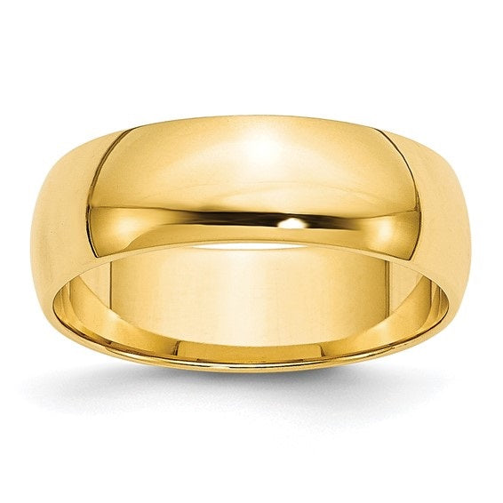 14K Yellow Gold 6mm Lightweight Half Round Band