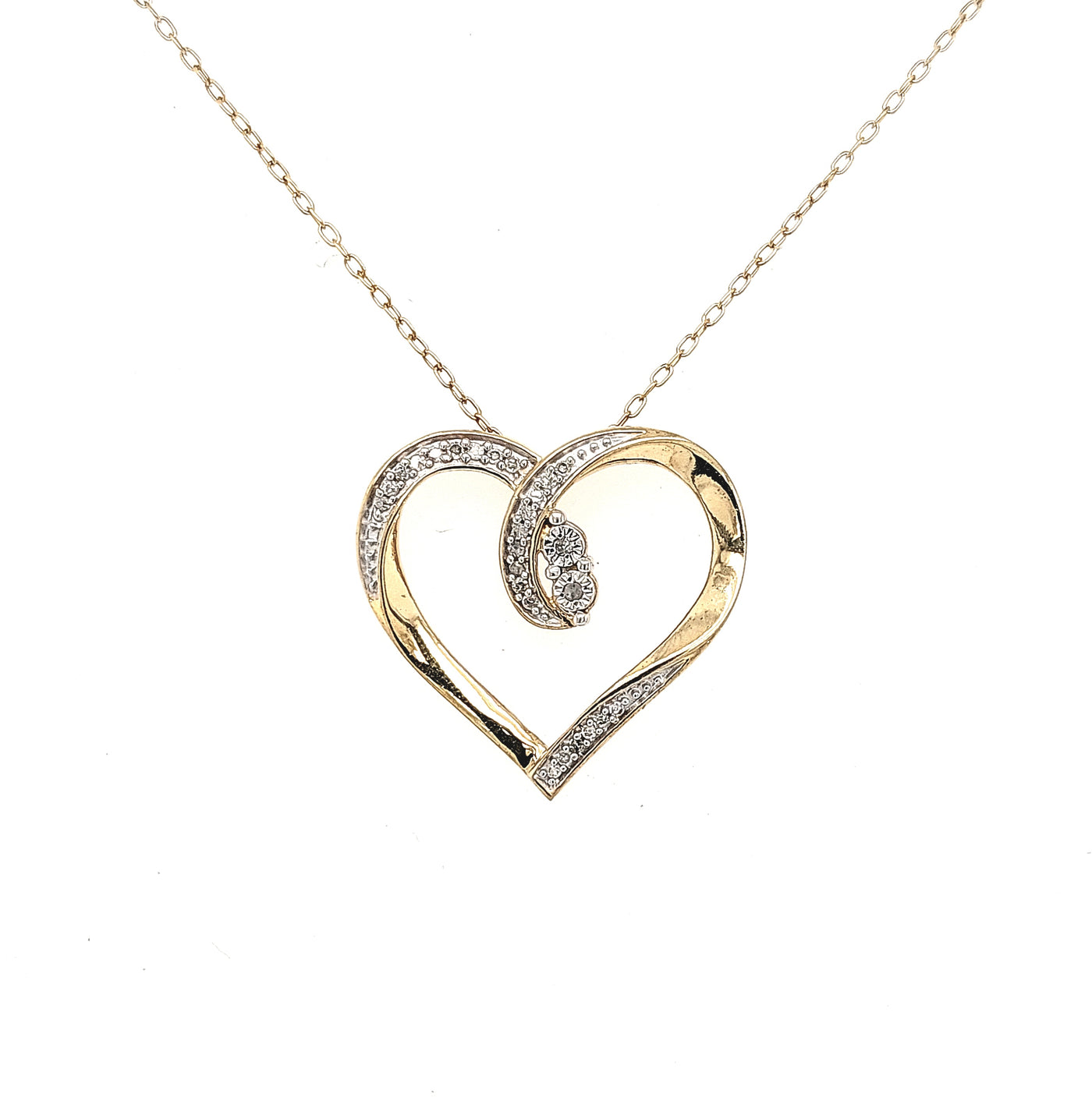 SS/GP Diamond Heart Pendant