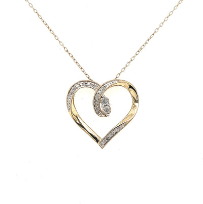 SS/GP Diamond Heart Pendant
