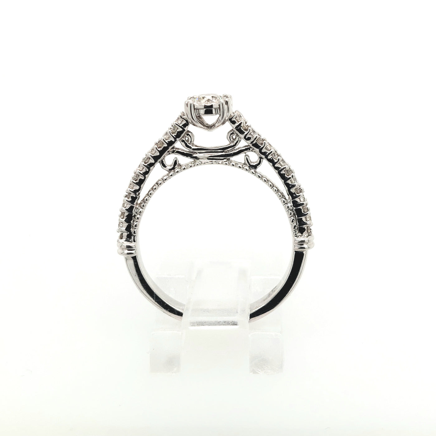 14K White Gold 0.66ctTW H/SI Round Diamond Engagement Ring Size:7