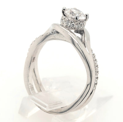 18K White Gold Asymmerical Split Shank Diamond Semi-Mount