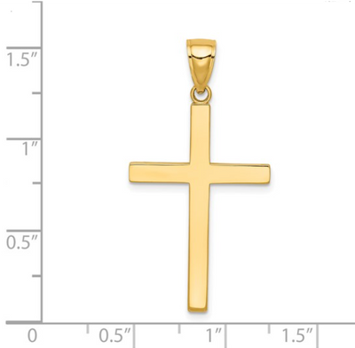 14K Yellow Gold Polished Latin Cross Pendant