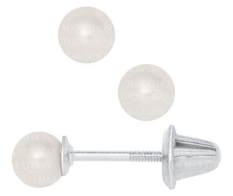 Sterling Silver Pearl Children's Screw Back Earrings