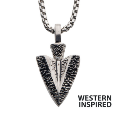 Antiqued Steel Arrowhead Pendant with Bold Box Chain