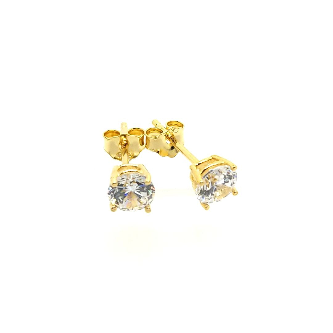 SS Gold Plated 5mm Radiance CZ 1.00ctTW Earring Pair with friction posts & backs