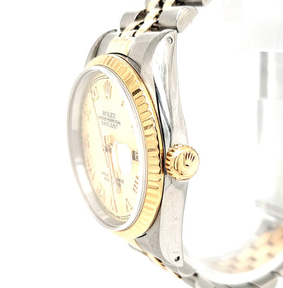 Gent's Two-Tone Pre-owned Rolex Datejust with Champagne Roman Numeral Dial