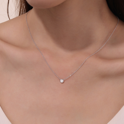 Lafonn Sterling Silver 0.50ct Bezel-set Solitaire Necklace (16 inch)