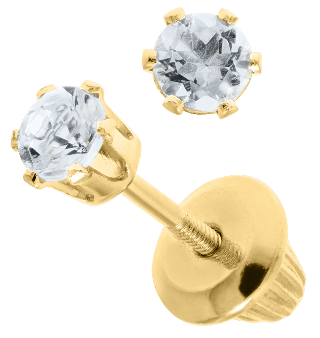 14K White Gold Children's Aquamarine Screwback Studs