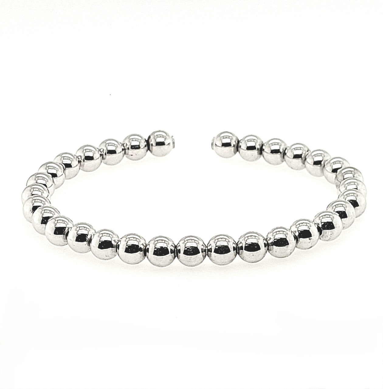 Sterling Silver Beaded Open Bangle