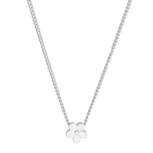 Platinum Finish SS Flower Pendant on 18" Chain
