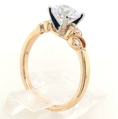 14KY Floral Diamond Semi-Mount with 1ct Cubic Zirconia Center (Size 7)