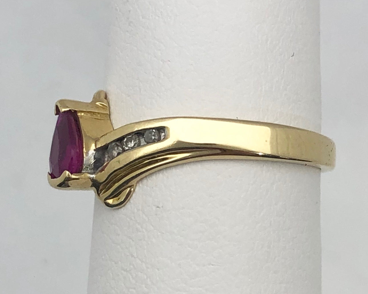 14KY Pear-Shaped Ruby & Diamond Ring