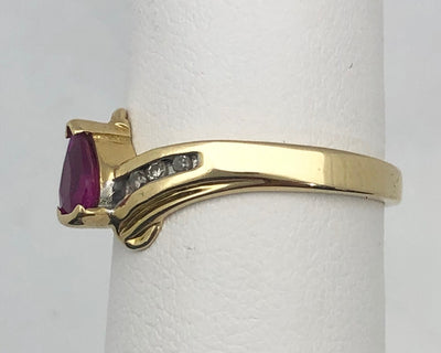 14KY Pear-Shaped Ruby & Diamond Ring