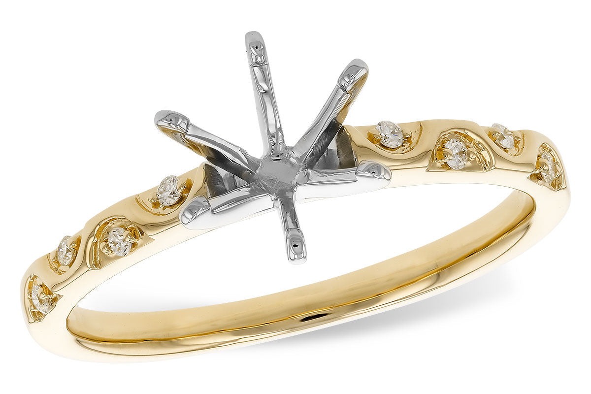 14K Yellow Gold 0.05ctTW G/SI1-SI2 Diamond-Semi Mount Ring with CZ Center Size:7