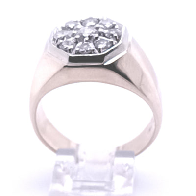 14KY 1.20ctTW Octagonal Shaped RBC Diamond Cluster Ring